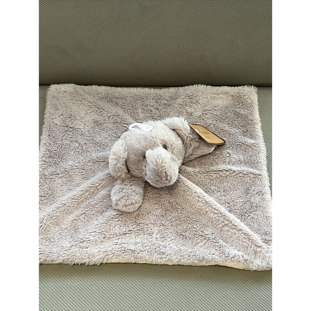 Kellytoy K Luxe Baby Elephant Lovey Security Blanket Head Rattle Gray Plush New